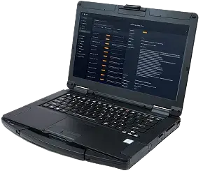 Monitor & Sustain illustration showing tablet connection to laptop